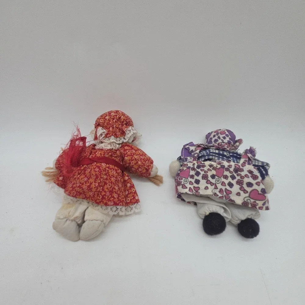 Lot Of 5 Vintage Porcelain Head Dolls Sand Cloth Body Variety 5